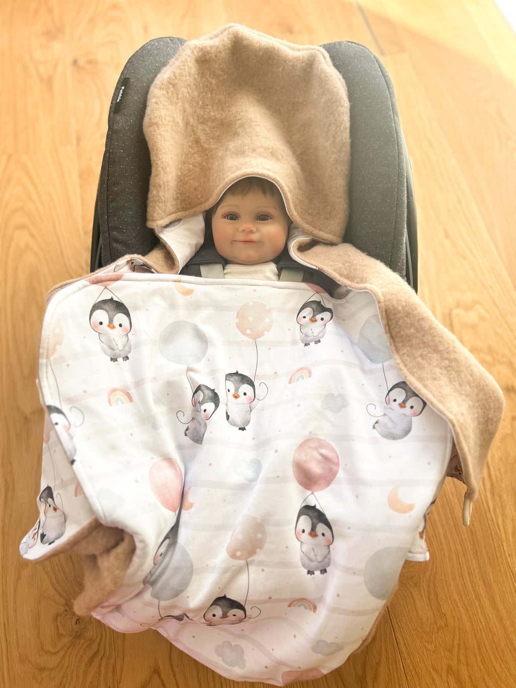 Einschlagdecke aus Wollfleece für Babyschale